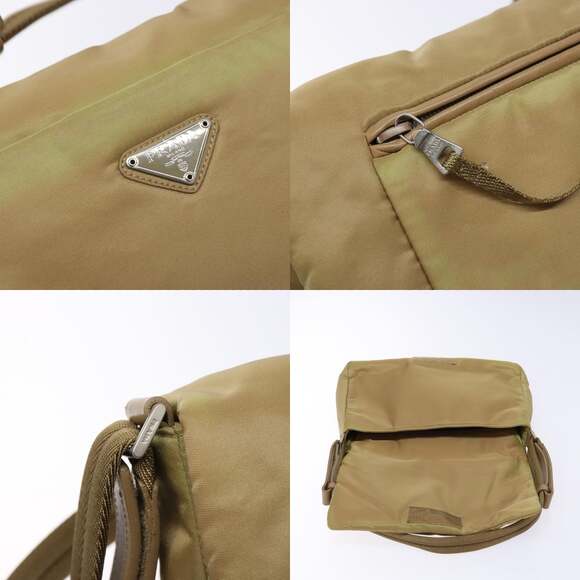 PRADA Shoulder Bag Nylon Beige Silver - Picture 11 of 13